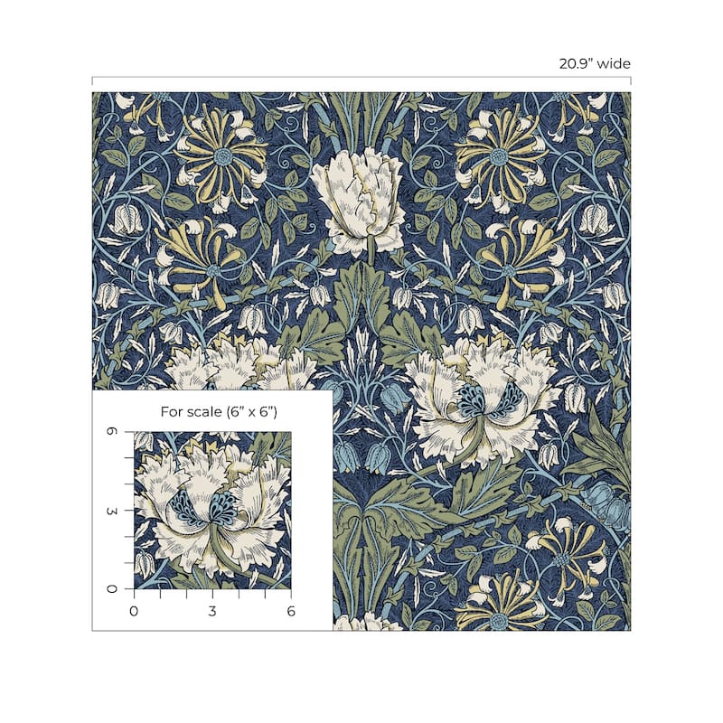 Seabrook Designs Ogee Flora Nonwoven Unpasted Wallpaper