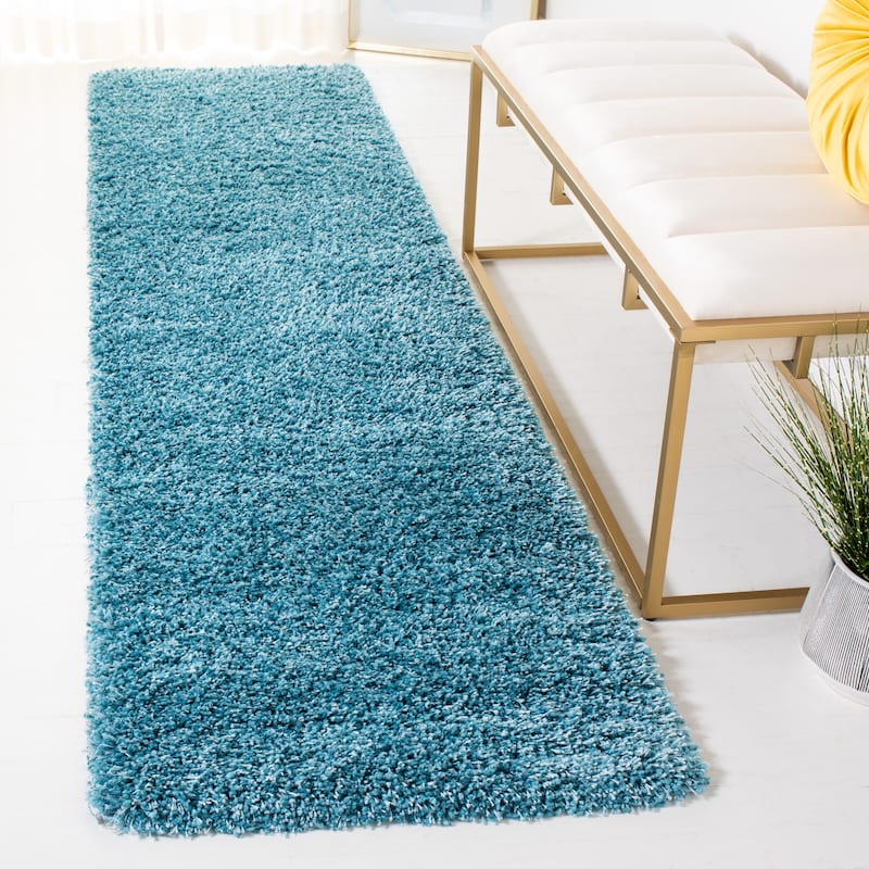 SAFAVIEH California Premium Shag Izat 2-inch Thick Area Rug - 2'3" x 9' Runner - Turquoise