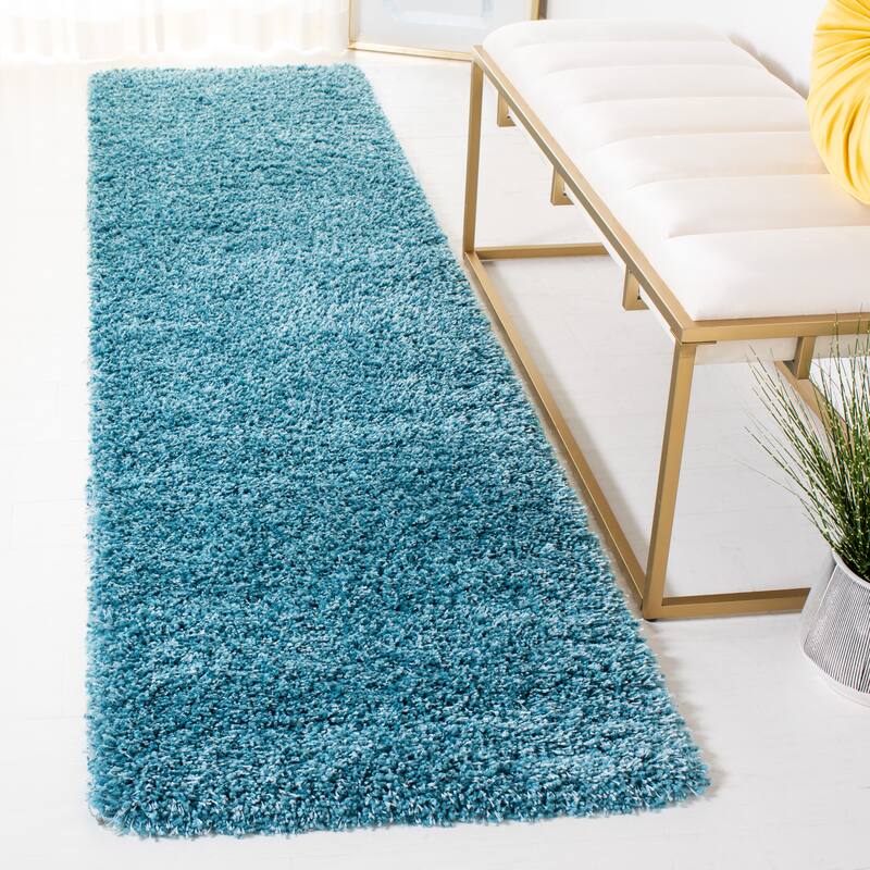 SAFAVIEH California Shag Izat 2-inch Thick Area Rug - 2'3" x 9' Runner - Turquoise