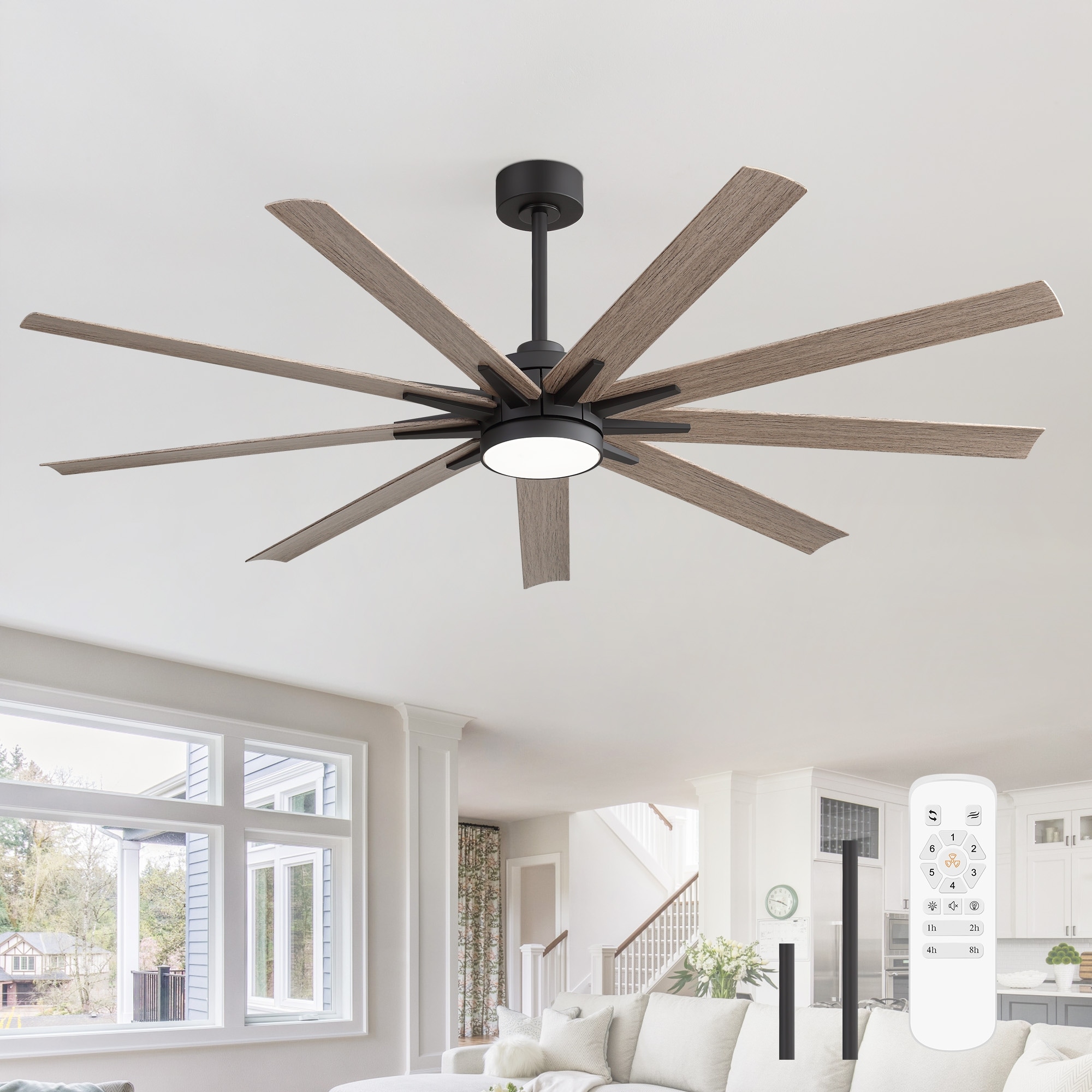 65" Modern Integrated LED Ceiling Fan with Light and Remote(9 Reversible Blades)