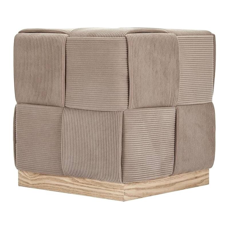 Upholstered Corduroy Square Ottoman Foot Stool Accent for Bedroom - Taupe