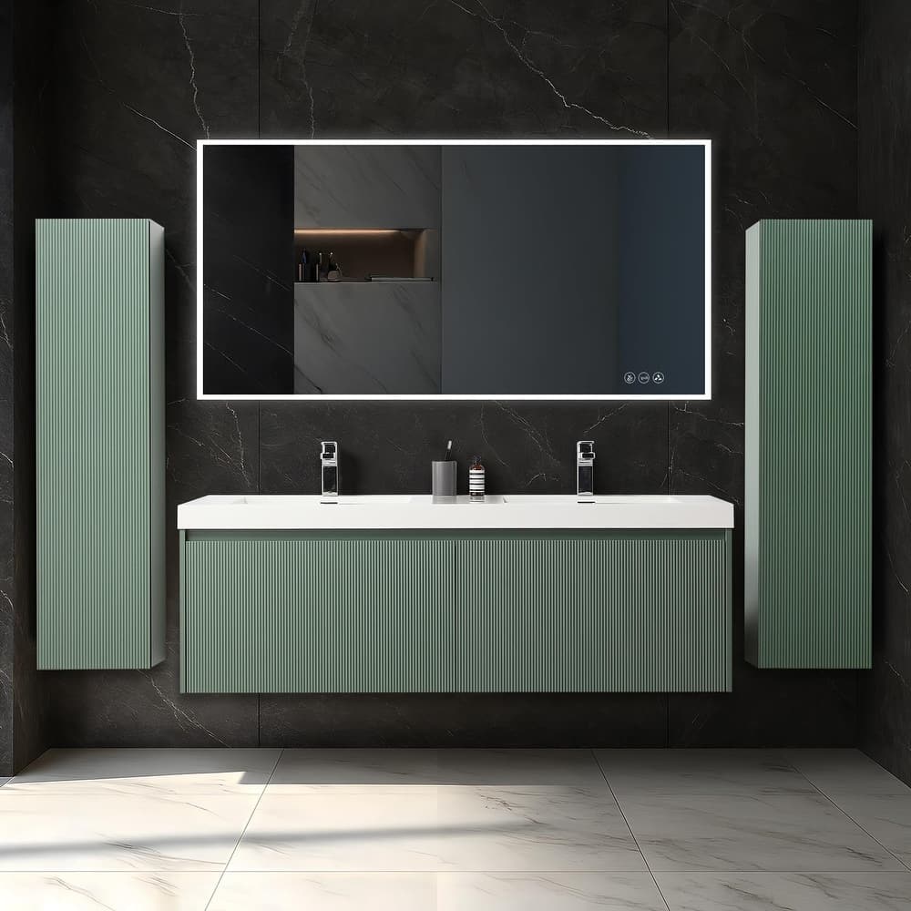 Blossom Positano 60" Floating Double Sink Vanity with Side Cabinets