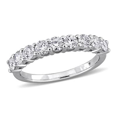 1ct TW Lab-Grown Diamond Semi-Eternity Anniversary Band in 10k White Gold