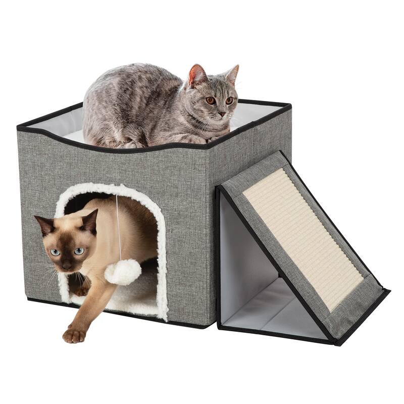 Foldaway Cat Condo & Play Center W/ Interactive Hanging Ball for Kittens up to 7lbs