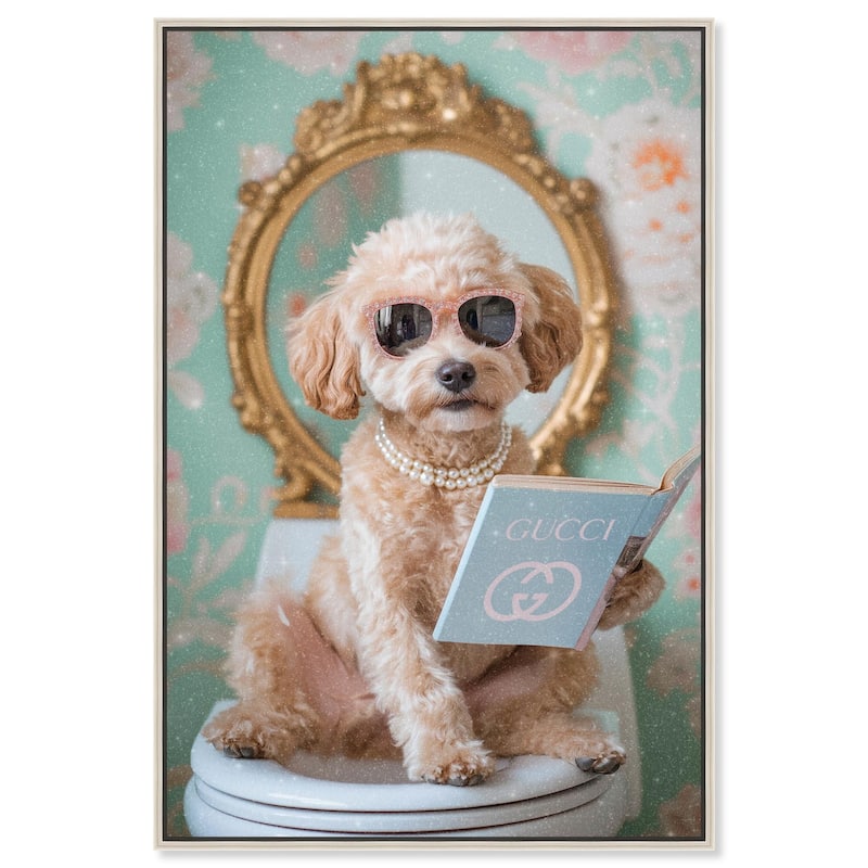 Goldendoodle Toilet Time Canvas by Art Remedy - Silver - 36" x 54"