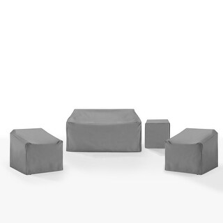 Crosley Furniture Coperture Mobili Esterno – Set 4 Pezzi Vinile Impermeabile (2 Sedie, Divanetto, Tavolino) Marrone Chiaro - 2