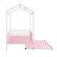 preview thumbnail 12 of 26, Kids and Baby House-Shaped Metal Twin Size House Bed with Fence and Trundle