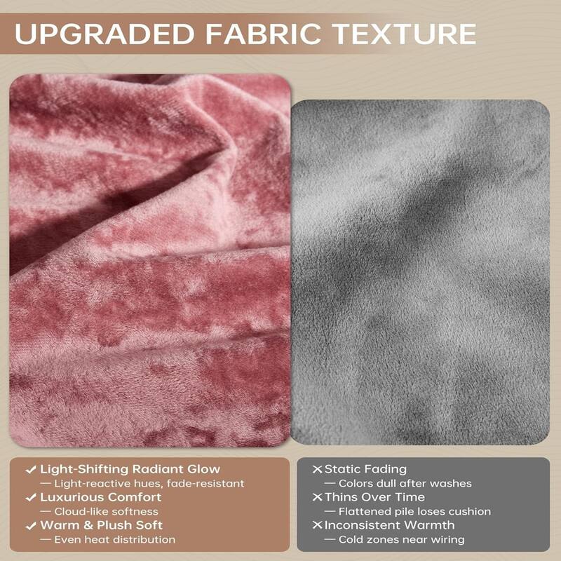 Fast-Heating Electric Blanket, 4 Heat Levels, 4-Hour Auto Shutoff, Pink