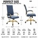 preview thumbnail 86 of 98, Benmar Ribbed Leather Executive High Back Office Chair with Gold Frame, Swivel, Tilt, Lumbar Support