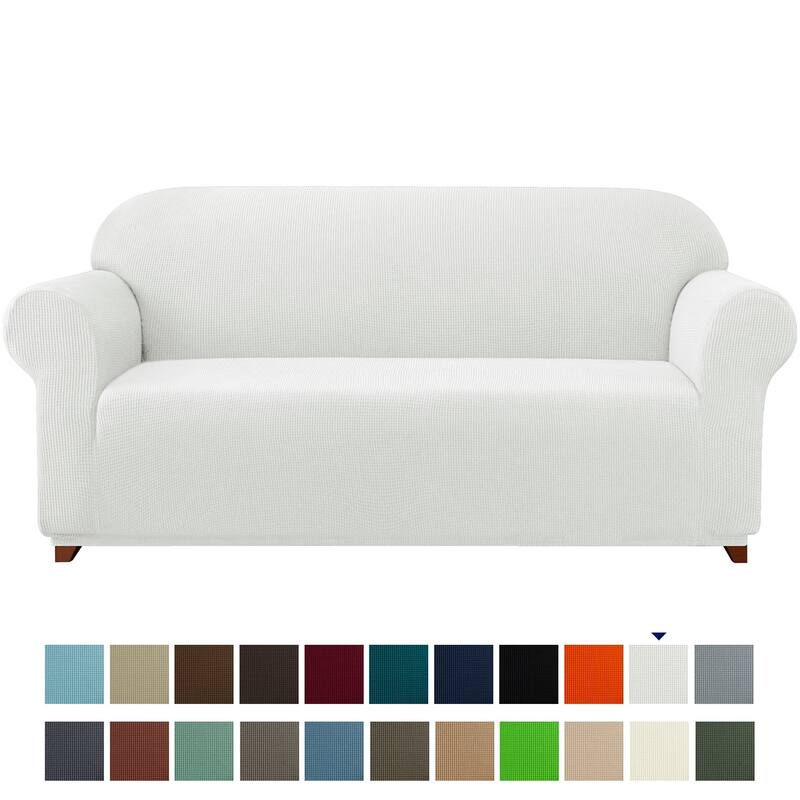 Subrtex 1-Piece Sofa Cover Stretch Soft Couch Loveseat Slipcover - Loveseat - White