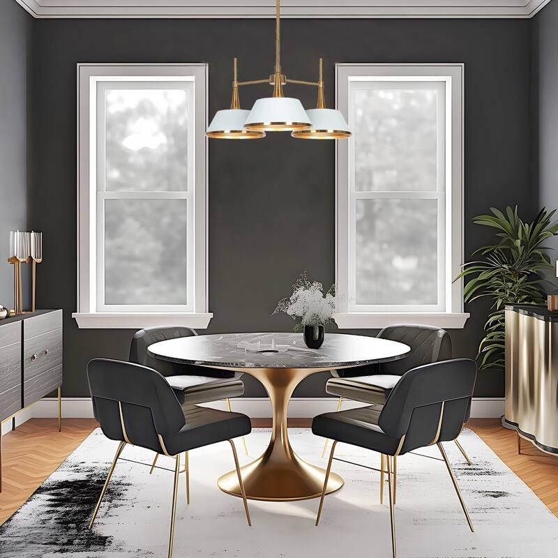 Nisa Modern 3-Light Gold Chandelier Wheel Pendant Lights for Dining Room - D23"*H12"