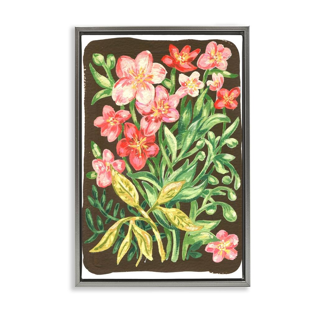Stupell Garden Flowers on Brown Framed Floater Canvas Wall Art Design By Hannah Moren