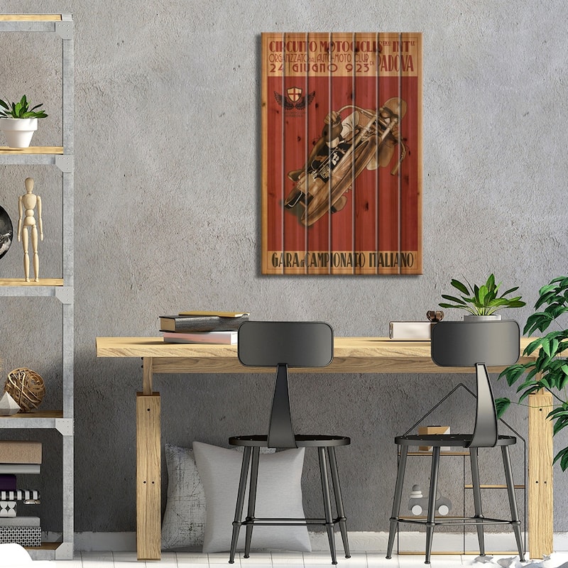 Circuito Motociclis Print On Wood by Mark Rogan - Multi-Color