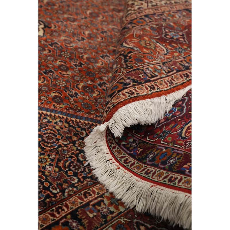 Hand Knotted Oriental 100% Wool Carpet Traditional Medallion Oranges & Rust Bidjar Area Rug - 11' 2'' X 8' 7''