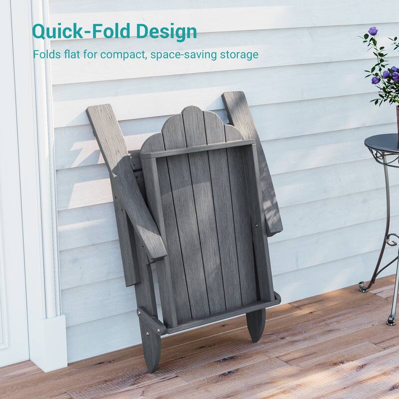 Foldable HDPE Adirondack Chair All-Weather W/ Cup Holder