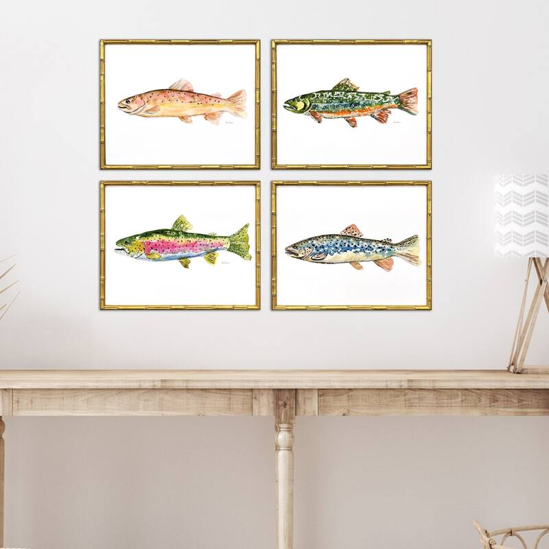 Paragon Colorful Trout Framed Art - Set of 4 - 4-piece Set
