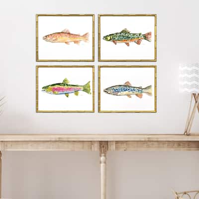 Paragon Colorful Trout Framed Art - Set of 4