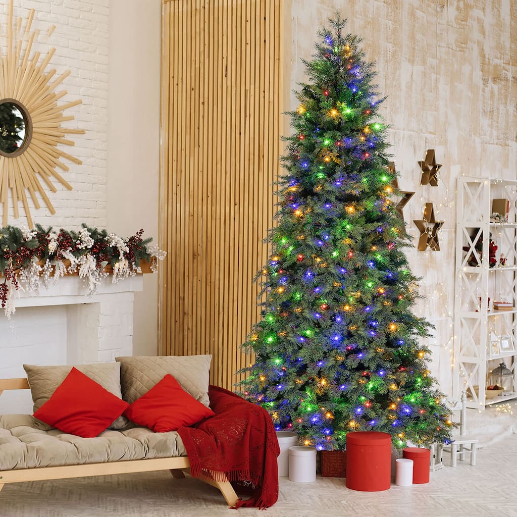 Gymax 7.5 FT Artificial Xmas Tree w/ 1019 PE PVC Branch Tips & Folding - See Details