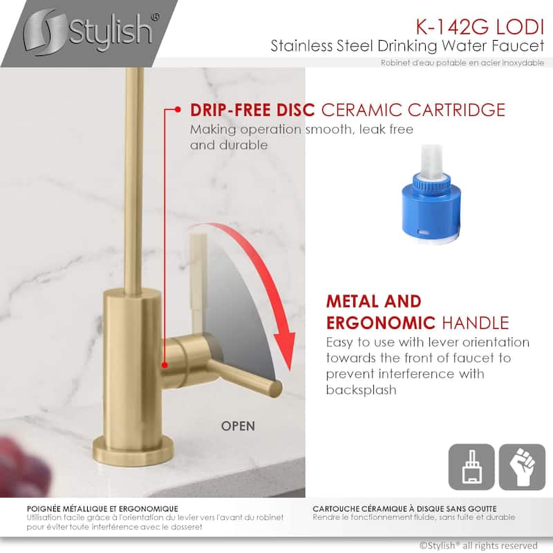 Single Handle Pull Down Kitchen Faucet with Cold Water Tap in Gold