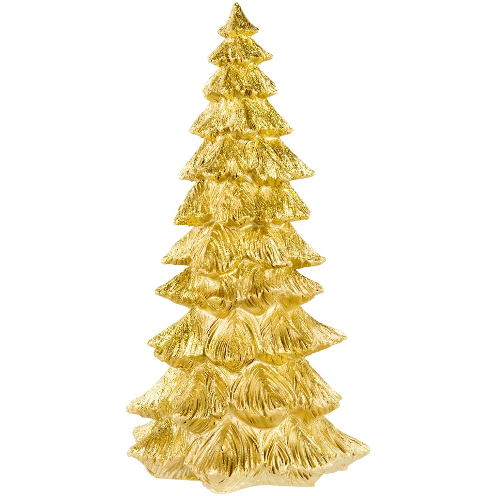 Metallic Woodland Layered Christmas Tree Decoration - 9.5" - Gold Finish