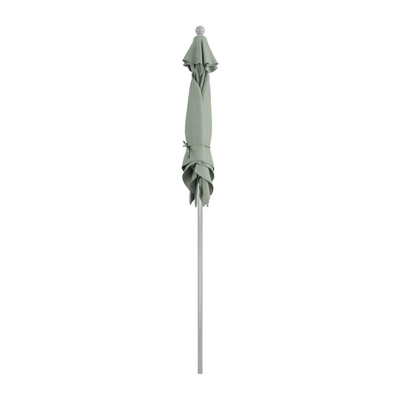 California Umbrella 6' Sq. Aluminum Frame, Fiberglass Rib Patio Umbrella, Push Open, Anodized Sliver Finish, Sunbrella Fabric