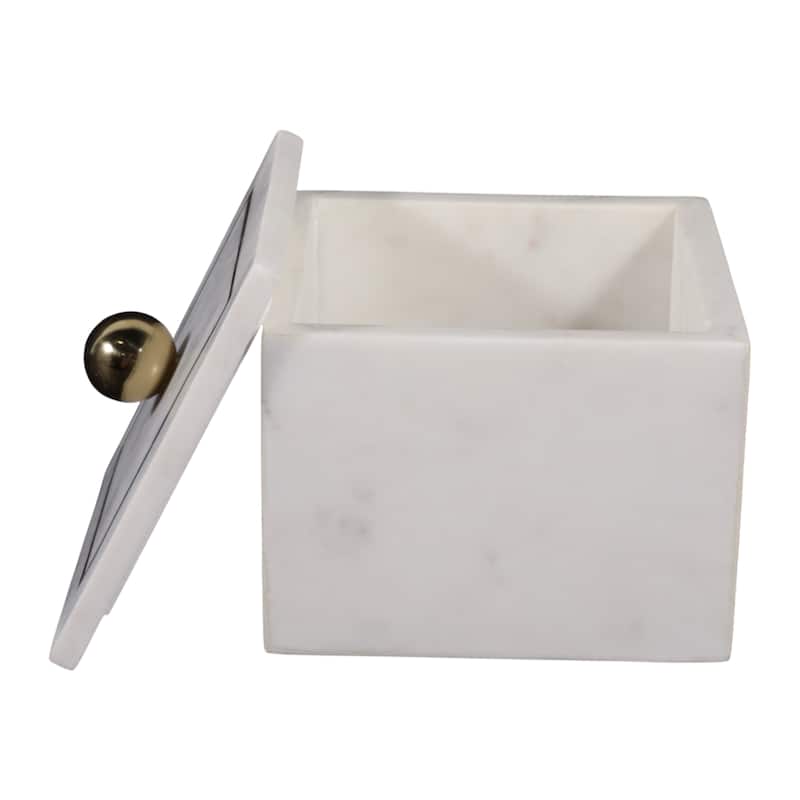 Marble Rectangular Box with Removable Lid - Home Decor