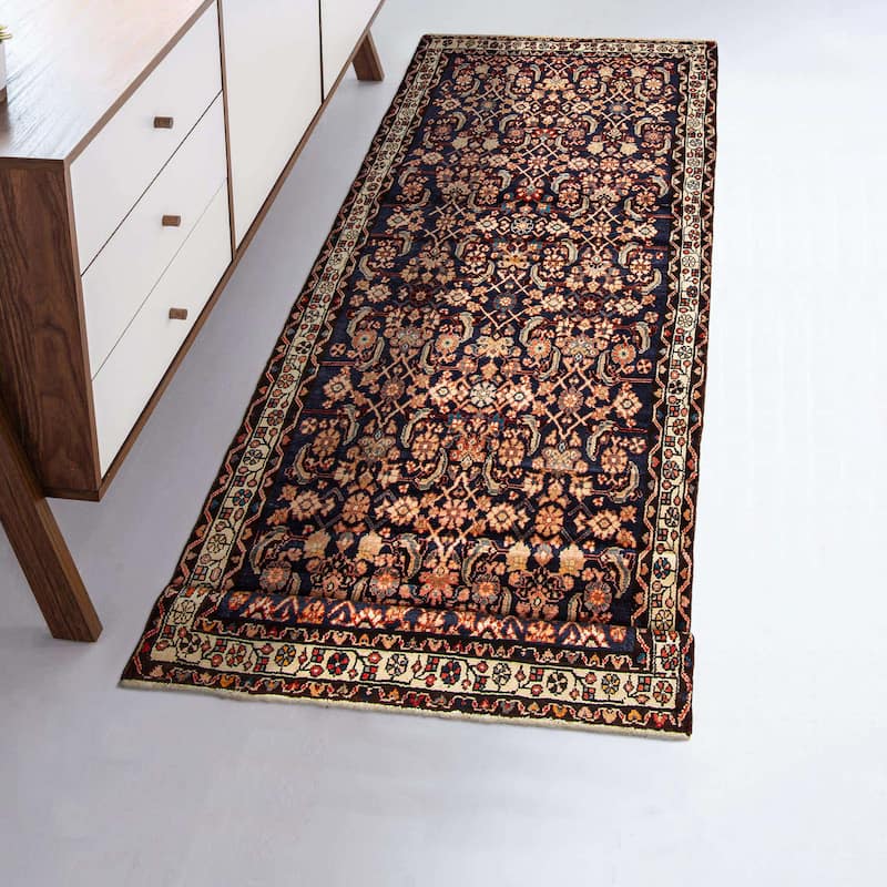 ECARPETGALLERY Hand-knotted Andelz Navy Wool Rug - 3'8 x 9'4