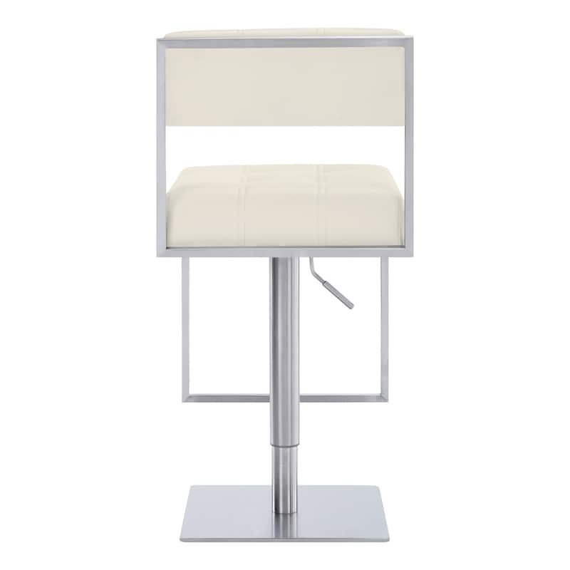Faux Leather Swivel Low Back Bar Stool with Silver Pedestal Base - 22” x 17” x 44” (D x W x H)