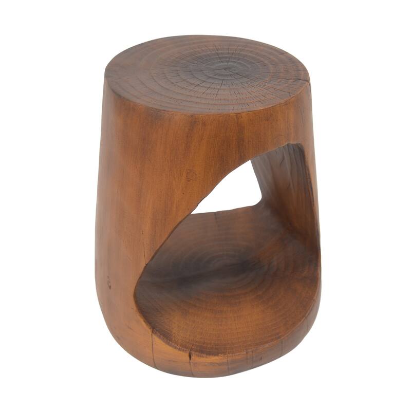 Hollow Round Table-Shape Side Table,Wood-Like Texture