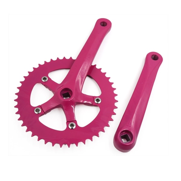44T 185mm Dia Aluminum Alloy Mountain Bike Fixed Gear Road MTB Crankset Fuchsia