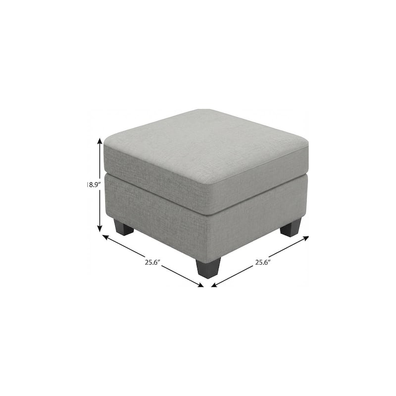 HomeRoots 26" Beige and Black Chenille Storage Ottoman