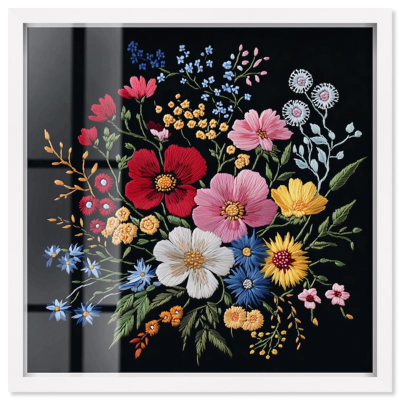 Midnight Wildflower Weave Shadowbox by Art Remedy - White - 40" x 40"