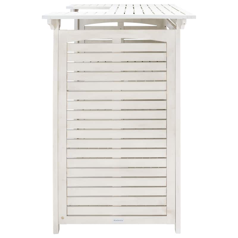SAFAVIEH Outdoor Kaiya Wood 3-Shelf Bar Table - 27Wx46Dx42H
