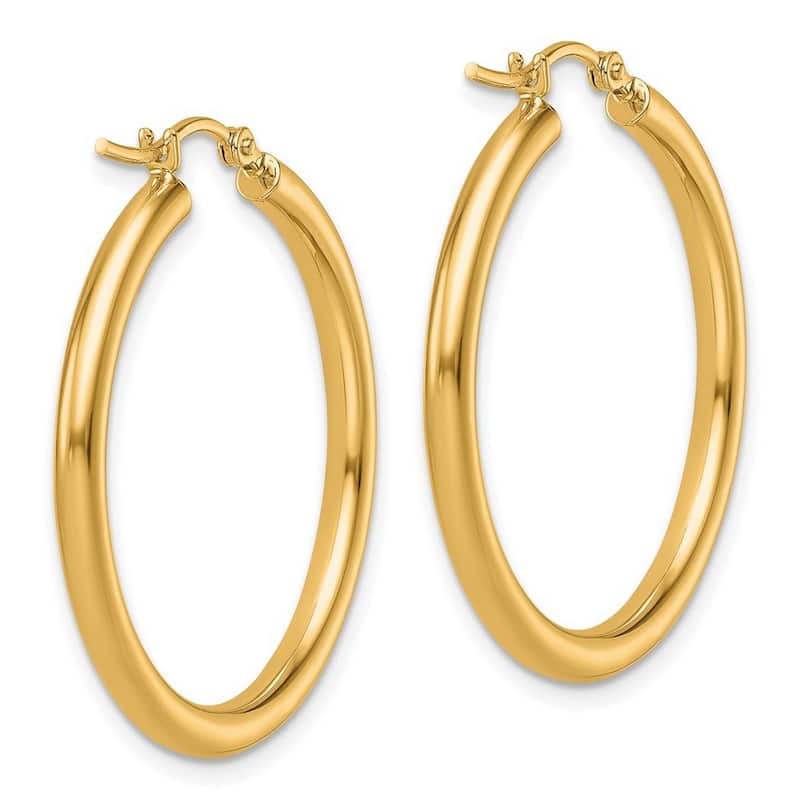 Curata 14k Yellow Gold Polished Lightweight Tube Hoop Earrings - 30x32mm