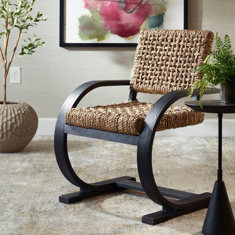 Curved Wood Framed Dining Chair - 37.75" - Black and Brown