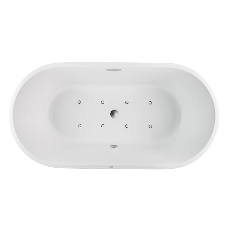 Vanity Art 54" Non-Slip Acrylic Freestanding Soaking Bathtub with Slotted Overflow & Pop-up Drain