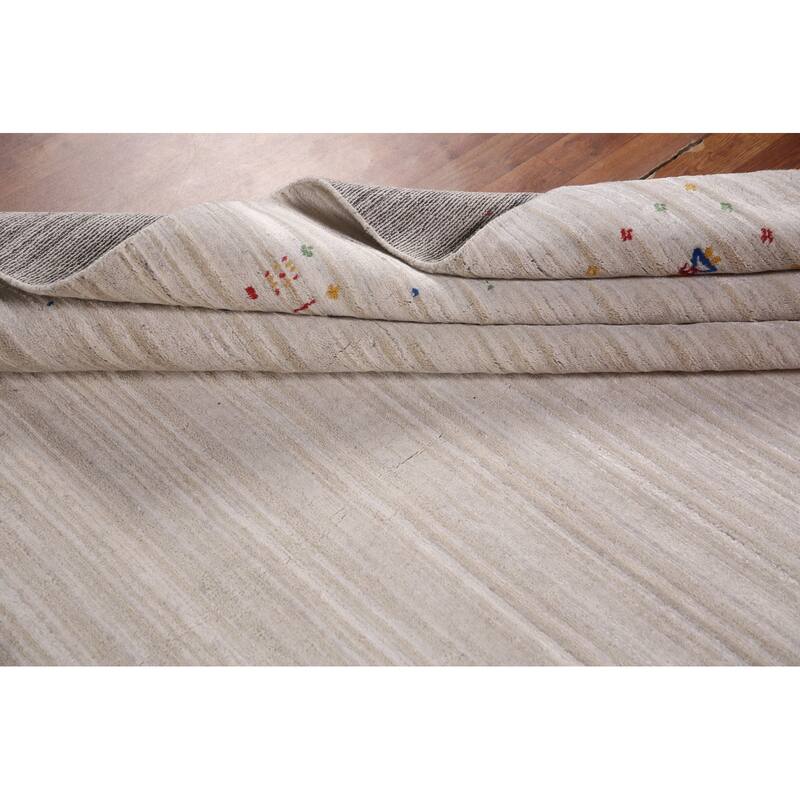 Striped Gabbeh Oriental Area Rug Handmade Silk Carpet - 8'0" x 9'10"