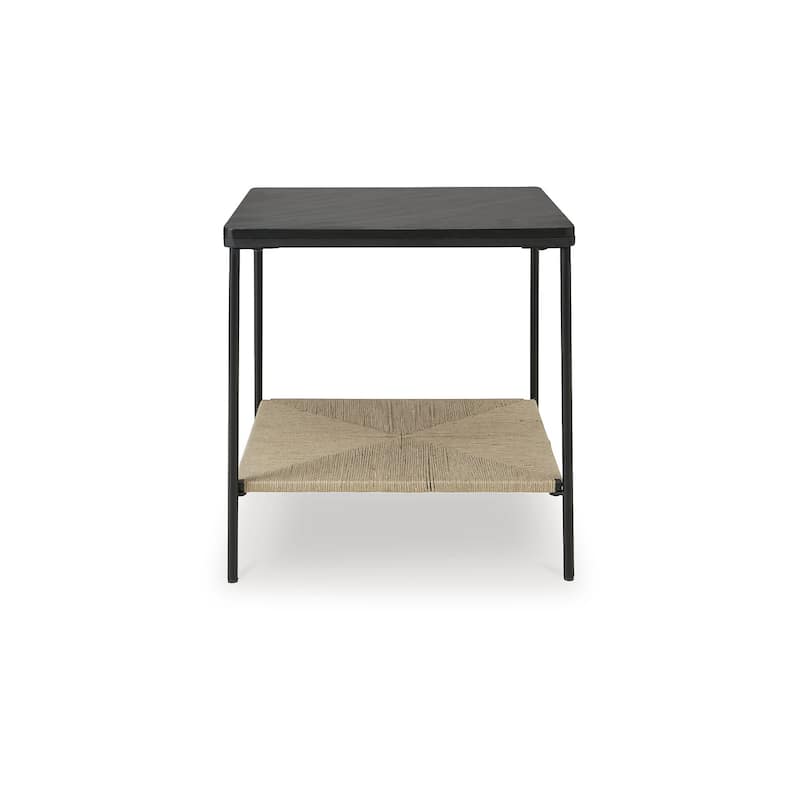 Signature Design by Ashley Minrich Black/Natural Accent Table - 20" W x 20" D x 21.88" H