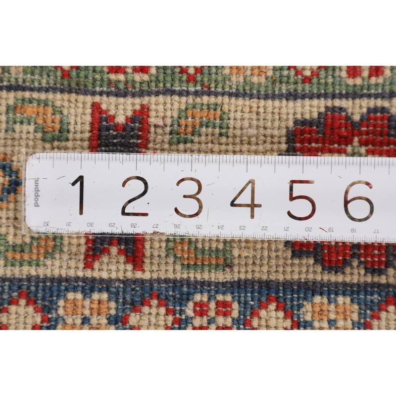 Geometric Red Kazak Foyer Rug Hand-Knotted Wool Carpet - 2'10" x 4'3"