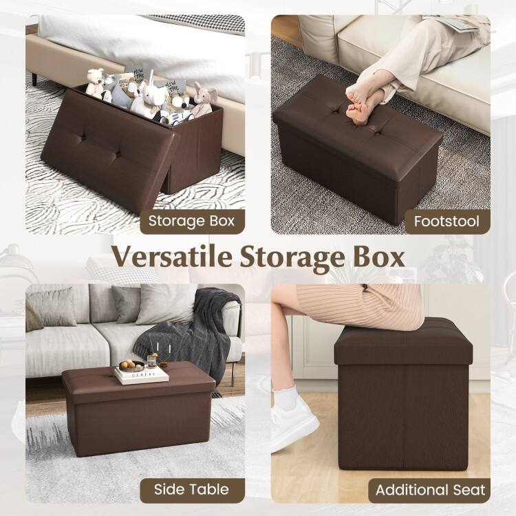 Upholstered Square Footstool with PVC Leather Surface for Bedroom