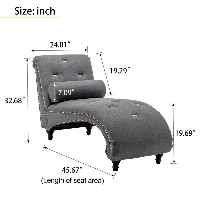 Upholstered Chaise Lounge Indoor Chaise Lounge Chair with Pillow