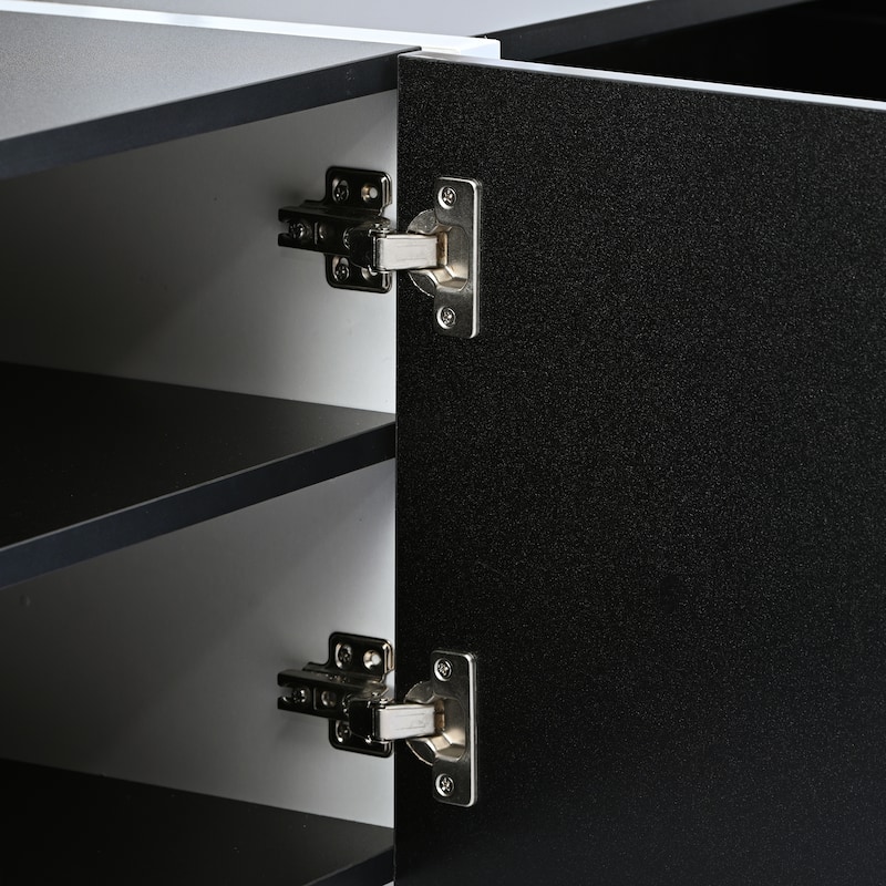 Rectangular High Gloss TV Stand for Living Room, Entertainment Media Console, Wood TV Storage Cabinet for TVs Up to 80"