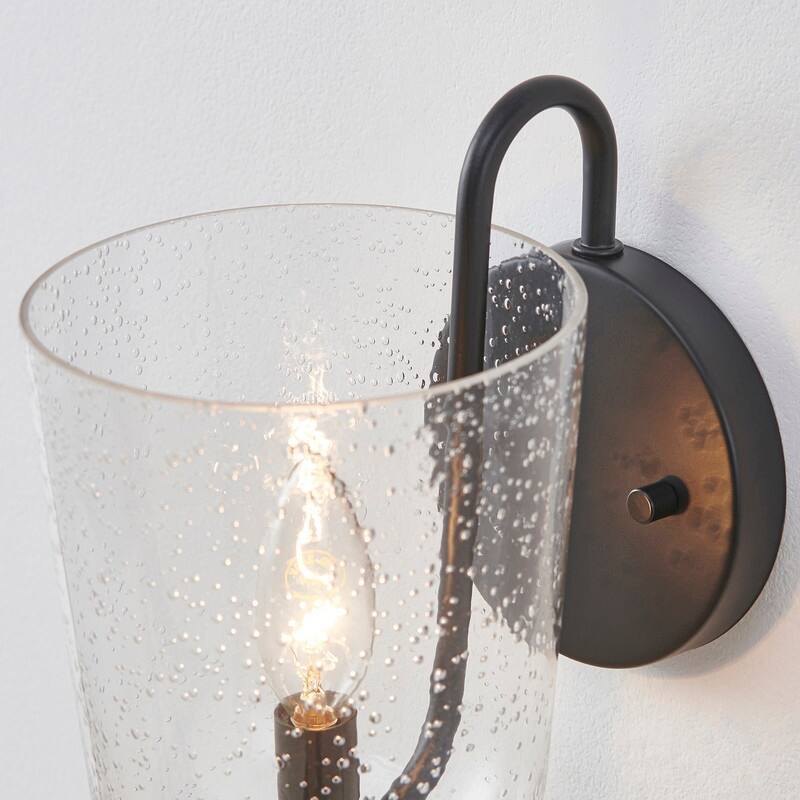 KAWOTI 1-light Wall Sconce with Seeded Glass Shade - W5.5" x H9.5" x D 7.63"