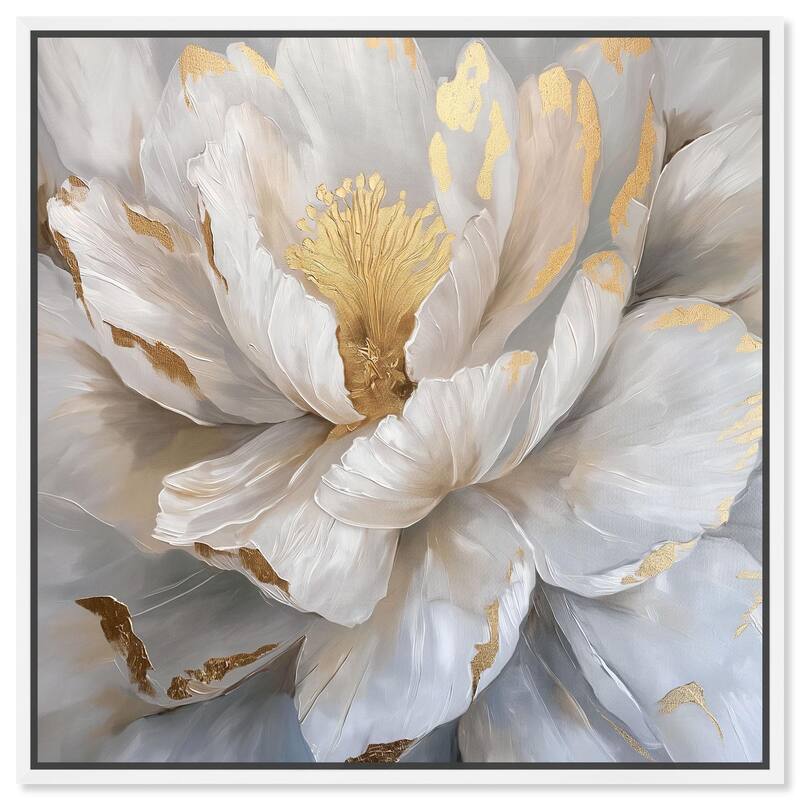 Golden Veins of Grace Canvas by Art Remedy - White - 16" x 16"