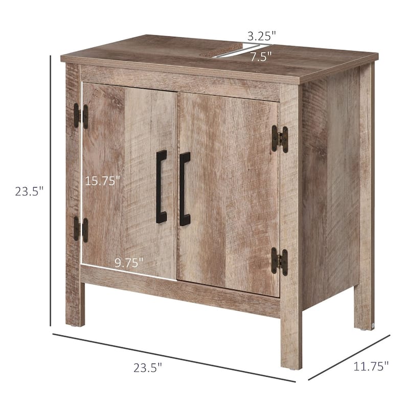 Rustic Barn Wood Bathroom Storage Under Sink Cabinet with Door and Shelf Space Saving Design - 23.5" L x 11.75" W x 23.5" H