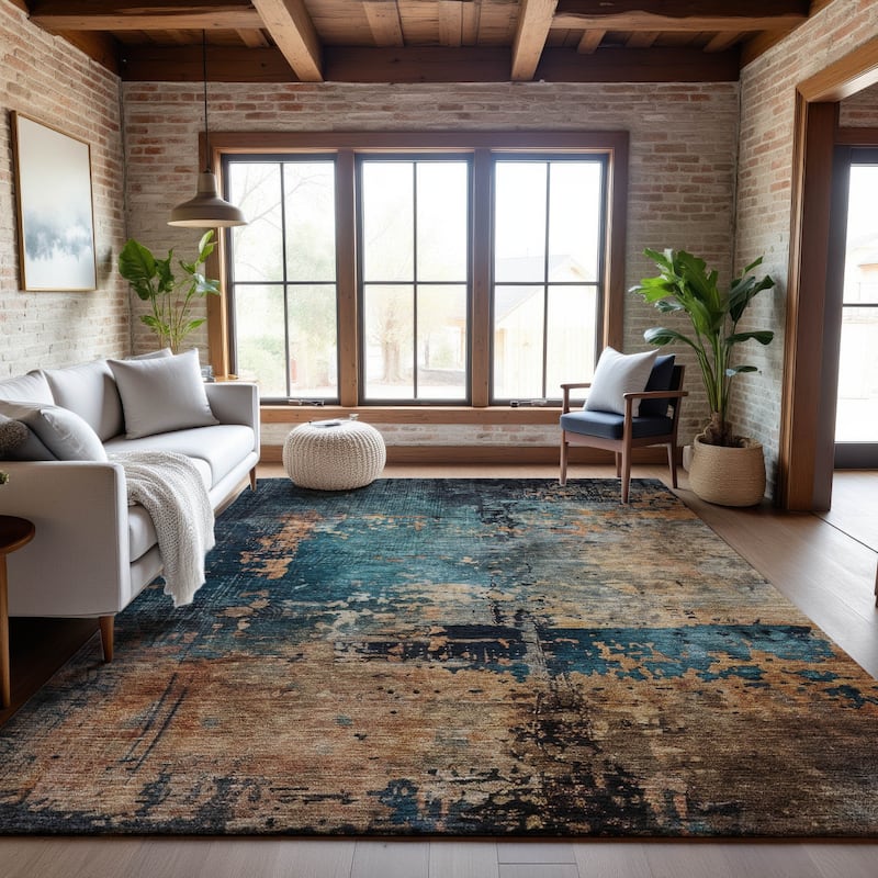 Premium Washable Super Soft Modern Abstract Mayfield Rug - Teal - 2'6" x 3'10"