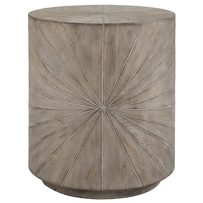Starburst Motif Wooden Side Table - 24.5" - Natural Gray