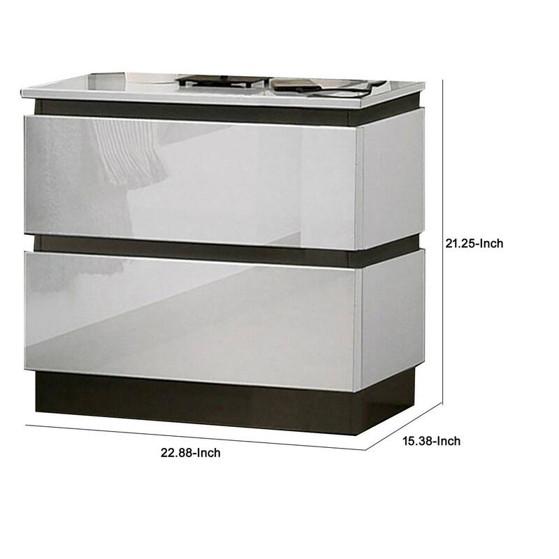 White 2 Drawer 22.87 in. W Nightstand with Sturdy Hardware and Ample Storage