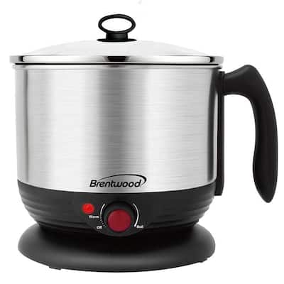 Brentwood Stainless Steel 1.3qt Electric Hot Pot Cooker and Steamer - 1.3 Quarts
