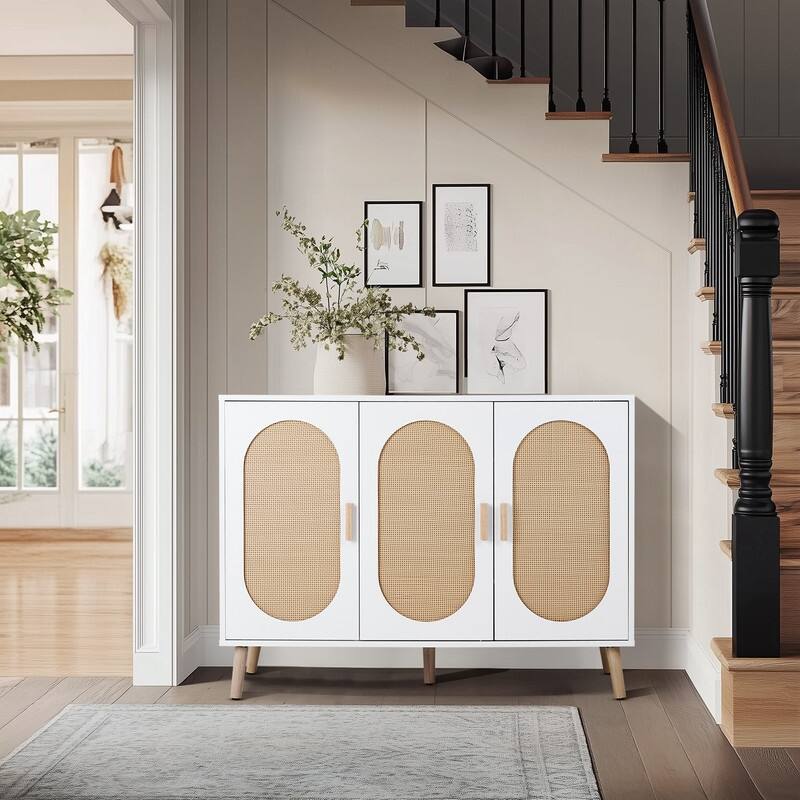 Shoe Cabinet with Double Doors Wooden Floor Bathroom Storage Cabinet